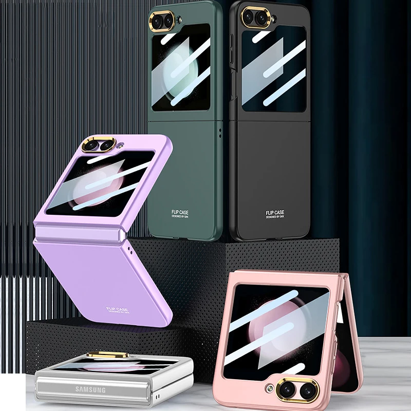 삼성 Z Flip5 컬러 콘택트 렌즈 크리에이티브 매트 솔리드 컬러 드롭 방지 보호 케이스