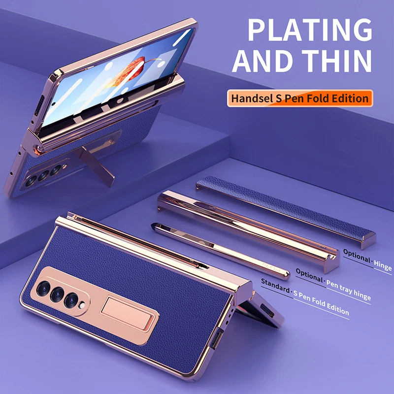 펜 슬롯과 일반 가죽이 포함된 Z Fold5 올인클루시브 낙하 방지 휴대폰 케이스