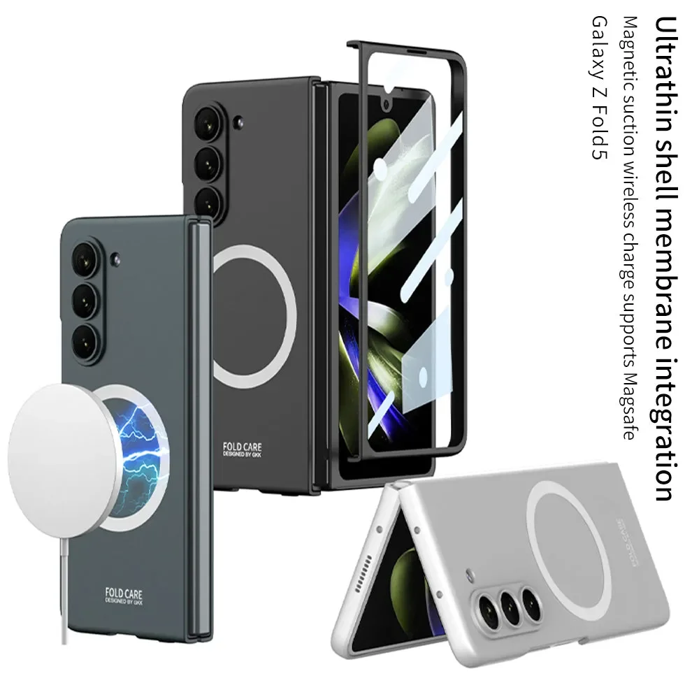 삼성 갤럭시 Z 폴드 5/4/3 5G용 후면 화면 보호 장치가 포함된 모든 기능을 갖춘 MagSafe 휴대폰 케이스