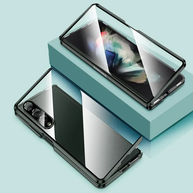 Samsung Galaxy Fold3/Fold4/Fold5 양면 유리 휴대폰 케이스(안티드롭 렌즈 전체 커버)