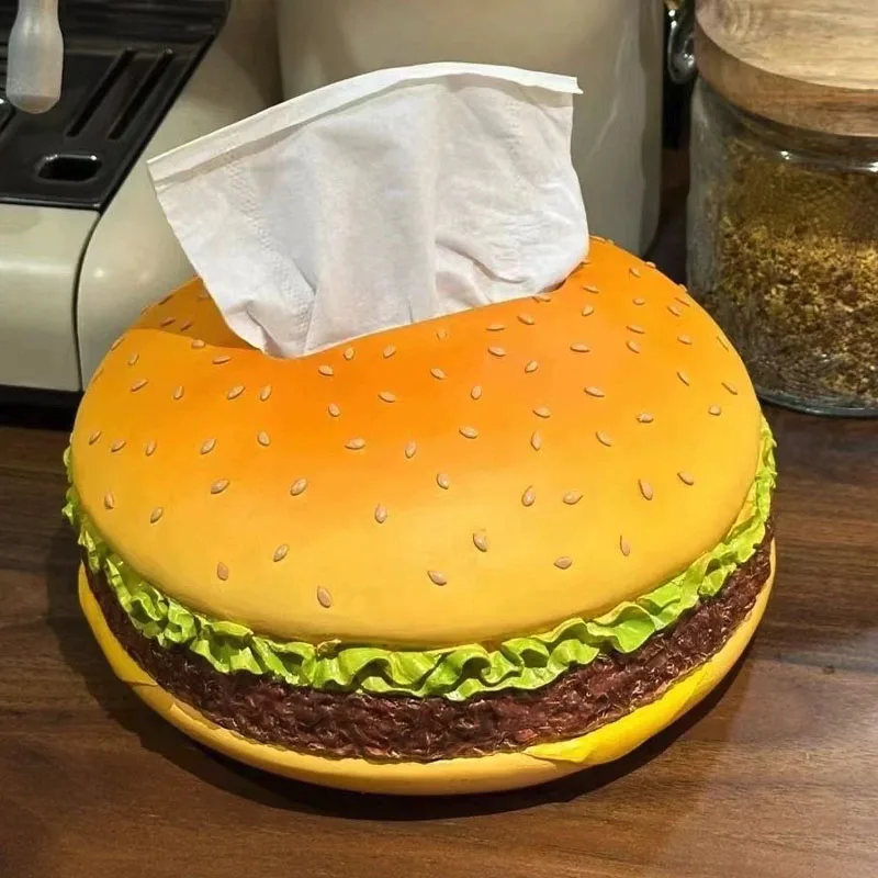 햄버거 모양 냅킨 케이스 창의적인 빈티지 거실 티슈 케이스 가정용 재미있는 장식품 장식 소품
